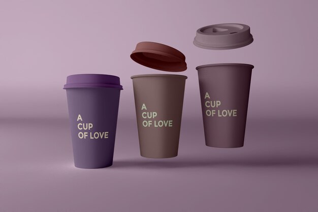 Gros plan sur la maquette de tasses à café