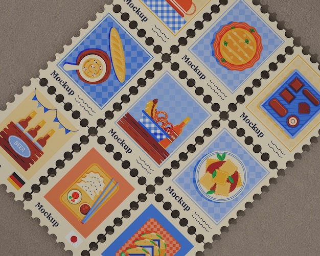 Gros Plan Sur La Maquette Des Timbres