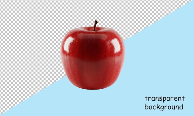 Un gros plan d'une pomme rouge brillante avec un fond transparent