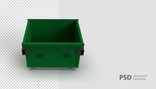 Gros plan sur la poubelle en rendu 3d isolé