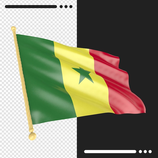 Gros plan sur le rendu du drapeau du Sénégal isolé