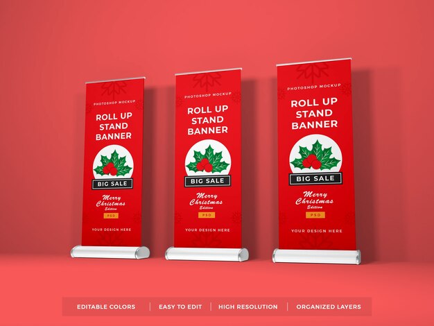 Gros Plan Sur Roll Up Banner Mockup Isolé