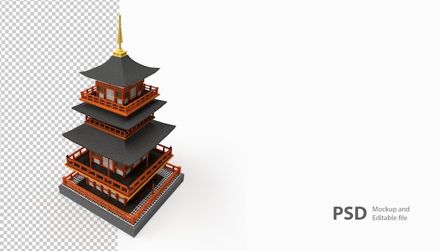 PSD gros plan sur le temple chinois isolé