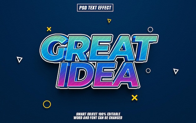 großartige Idee Text-Effekt Schriftart bearbeitbare Typografie 3D-Text