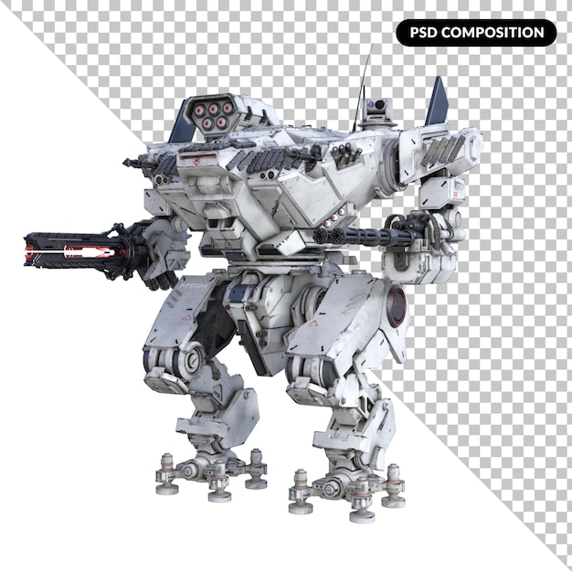 Große Roboter-Soldaten isoliert 3d