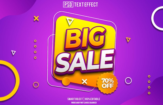 große Verkaufstext-Effekt-Schriftart bearbeitbare Typografie 3D-Text für den Hintergrundgeschäft