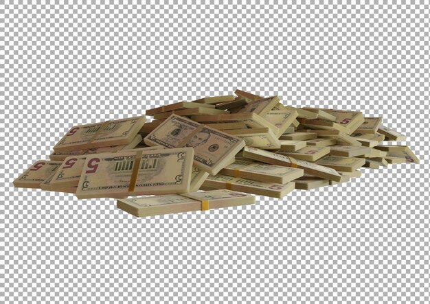Großer Haufen von 5 US-Dollar-Scheinen mit großer Auflösung für den Hintergrund von Nachrichten zur Unternehmensfinanzierung