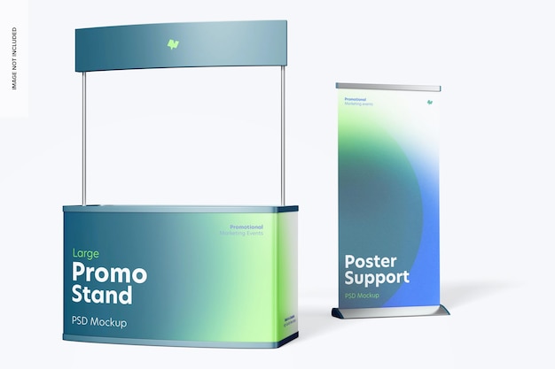 Großer promo-stand mit roll-up-banner-modell m