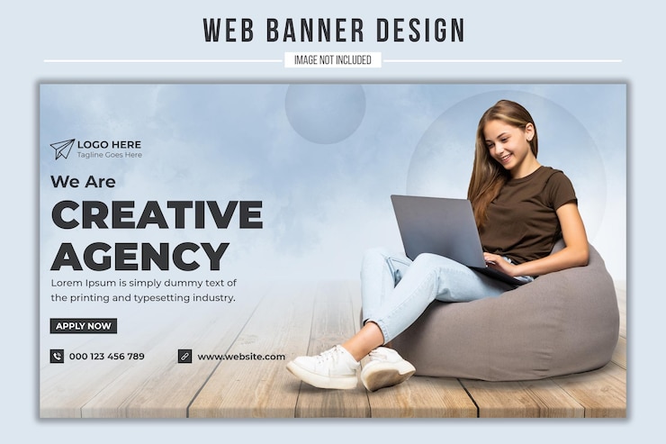 PSD großes web-banner-design der kreativen marketingagentur für soziale medien