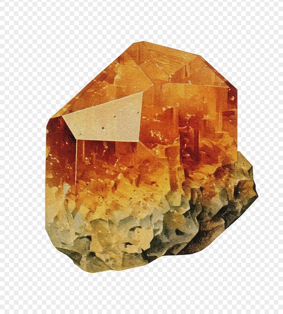 PSD grossular-granat-mineral auf transparentem hintergrund, altmodische vintage-illustration