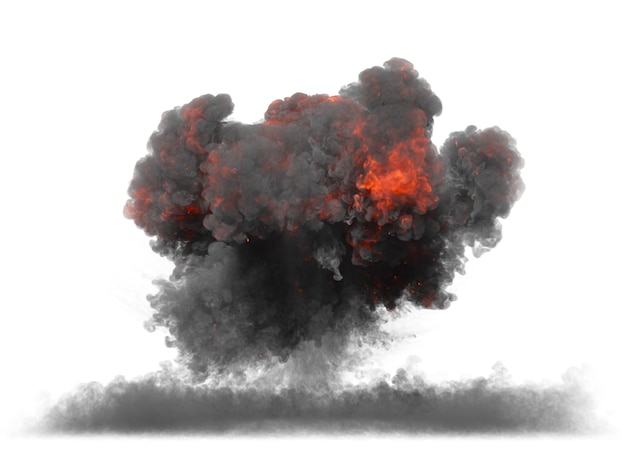ground explosion isolated transparent background 3d rendering