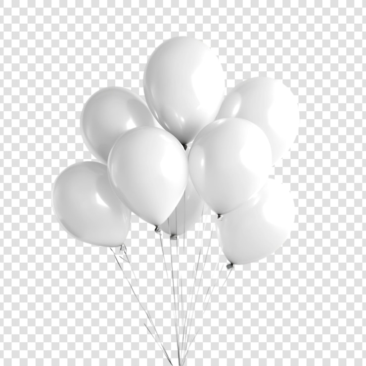 PSD un groupe de ballons blancs avec un fond blanc