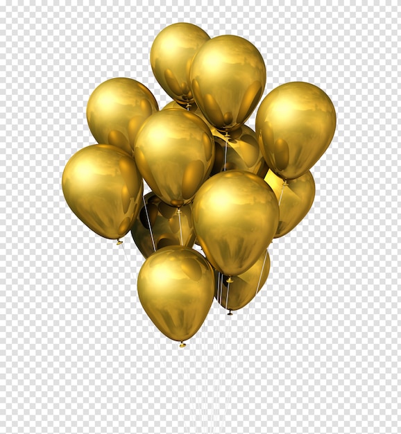 Groupe De Ballons D'or Isolé Sur Blanc