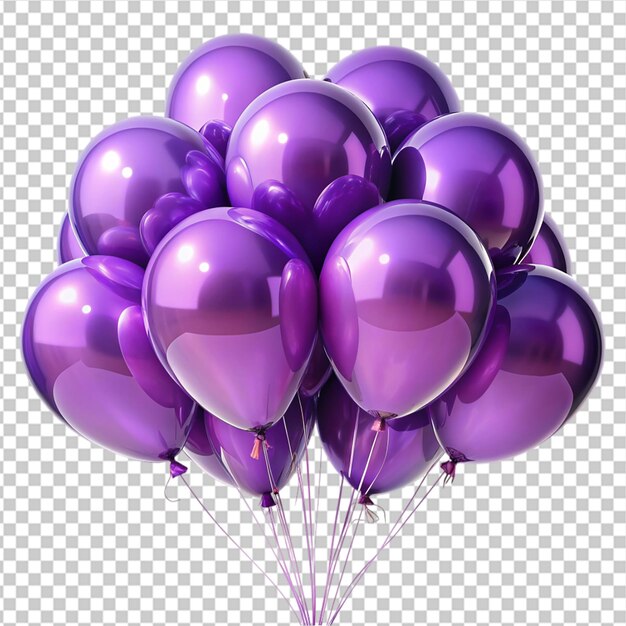 PSD groupe de ballons violets sur fond transparent