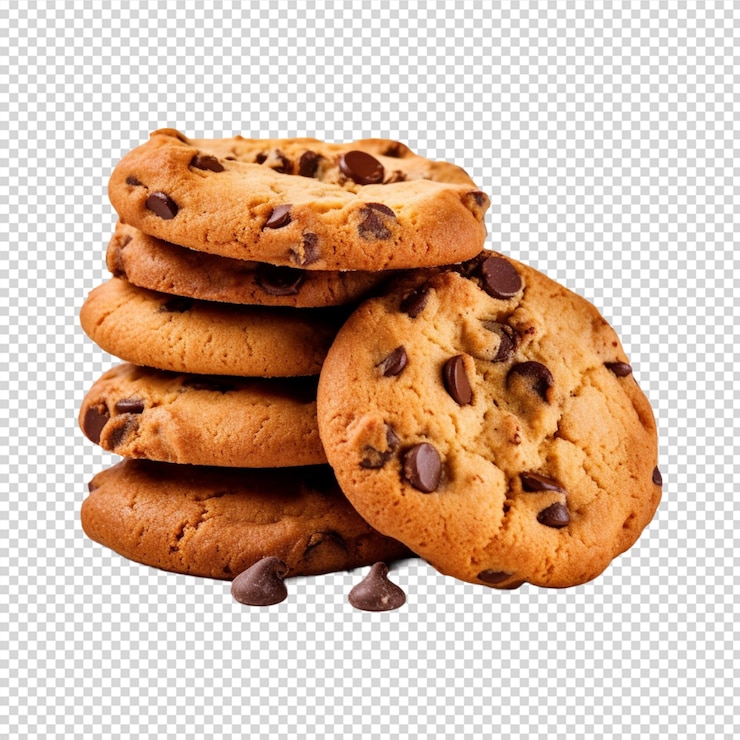 PSD un groupe de biscuits avec des morceaux de chocolat isolés sur fond blanc