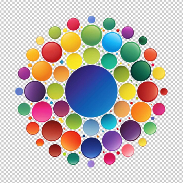PSD un groupe de cercles de différentes couleurs avec un fond blanc