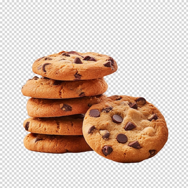 PSD un groupe de cookies aux pépites de chocolat isolé sur fond blanc