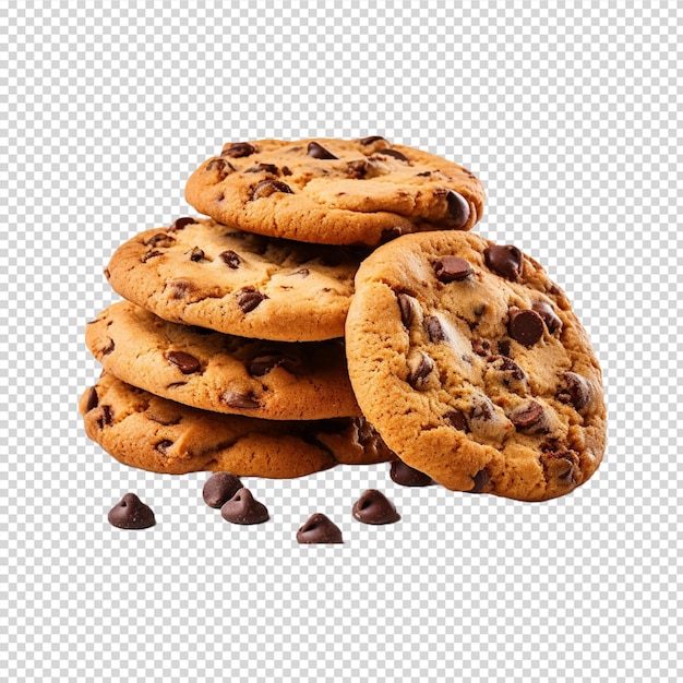 PSD un groupe de cookies aux pépites de chocolat isolé sur fond blanc