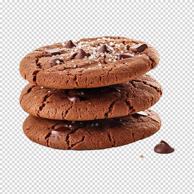 Un groupe de cookies aux pépites de chocolat isolé sur fond blanc