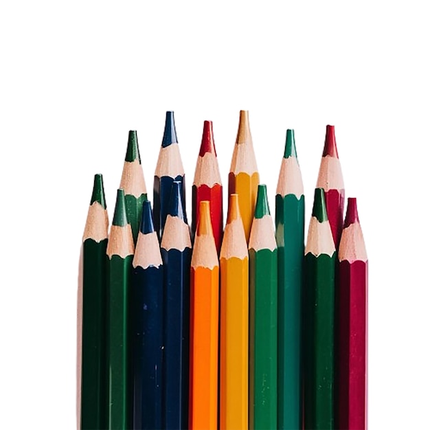 un groupe de crayons de couleur avec un rouge vert et jaune