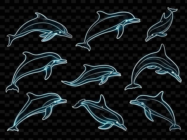 PSD un groupe de dauphins qui nagent dans l'eau