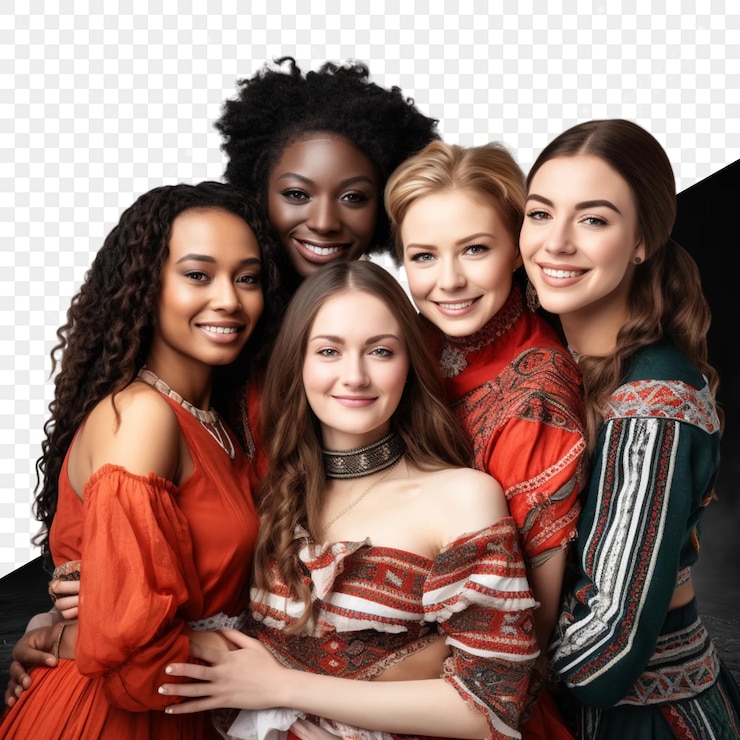 PSD un groupe de femmes posent pour une photo