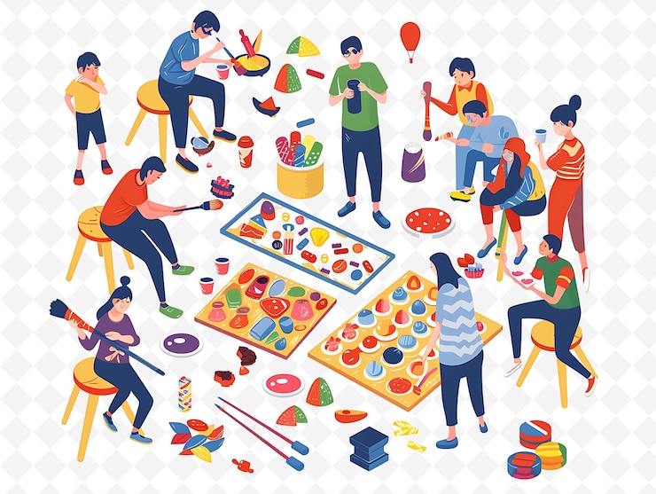 PSD un groupe de personnes jouant un jeu avec une image d'un jeu dessus