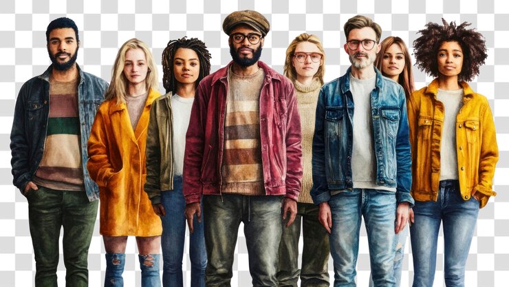 PSD groupe de personnes personnes vêtements divers