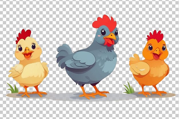 PSD groupe de poulets mignons en 3d
