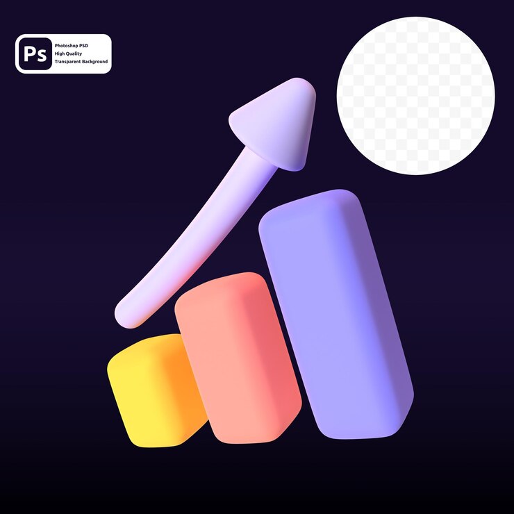 PSD growth up en renderizado para presentación web de activos gráficos u otros
