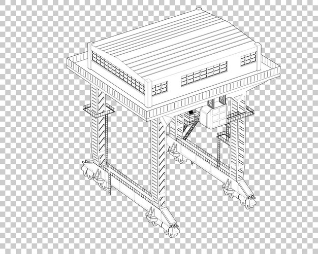 PSD grúa aislada en un fondo transparente ilustración de renderización en 3d