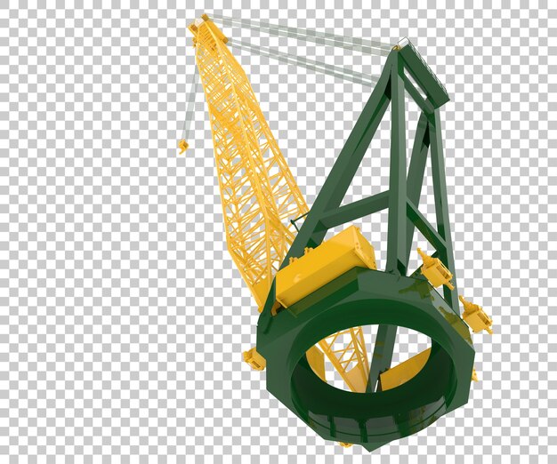 Grúa de construcción sobre fondo transparente Ilustración de renderizado 3d