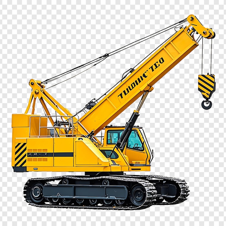 PSD la grue jaune isolée sur un fond transparent