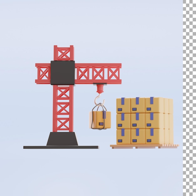grue tour, à, boîtes, 3d, icône
