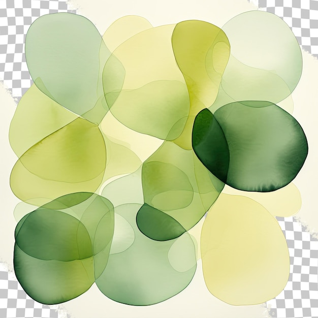 Grüne abstrakte aquarellform auf einem transparenten hintergrund