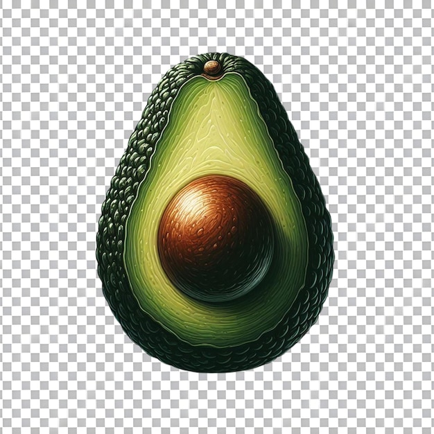 PSD grüne avocado mit samen auf weißem hintergrund