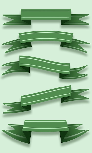 grüne Bänder Isolierte grüne Etikettensammlung