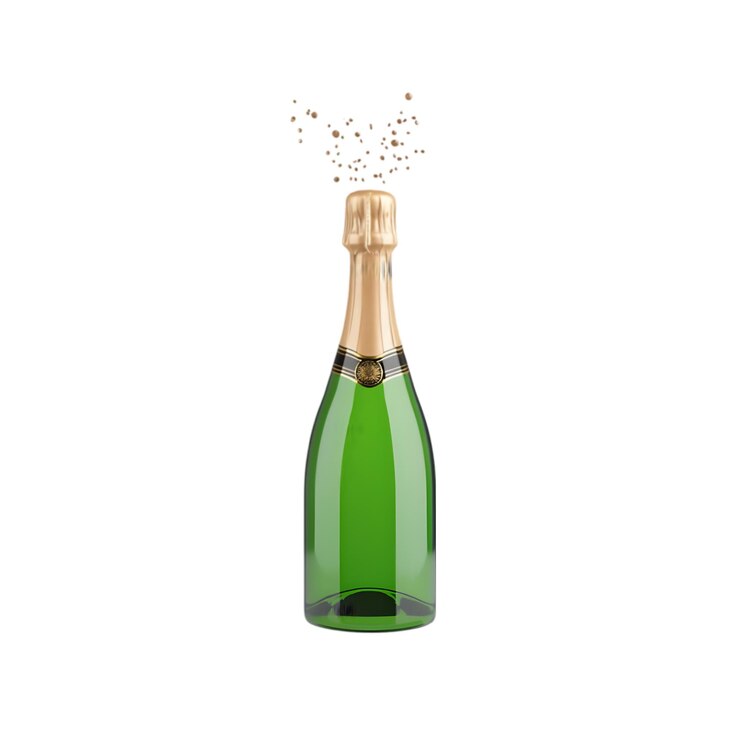 PSD grüne champagnerflasche mit goldfolie und kork für feiern und veranstaltungen