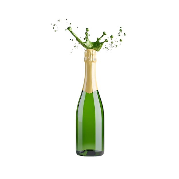 Grüne Champagnerflasche mit Goldfolie und Kork für Feiern und Veranstaltungen