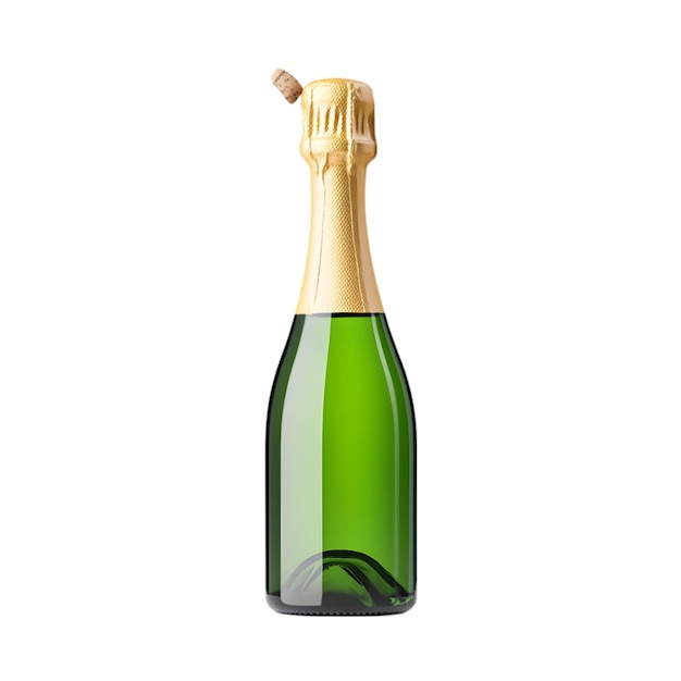 Grüne Champagnerflasche mit Goldfolie und Kork für Feiern und Veranstaltungen