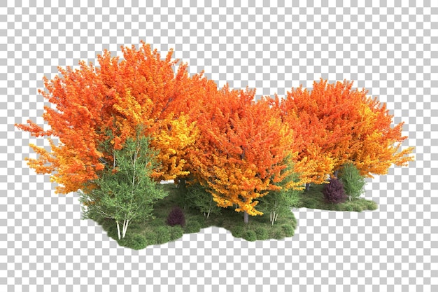 Grüne Landschaft isoliert auf durchsichtigem Hintergrund 3D-Rendering-Illustration