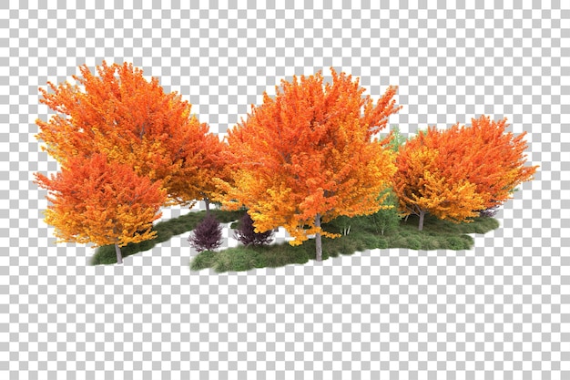 Grüne Landschaft isoliert auf durchsichtigem Hintergrund 3D-Rendering-Illustration