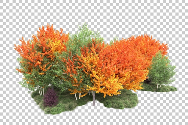 Grüne Landschaft isoliert auf durchsichtigem Hintergrund 3D-Rendering-Illustration