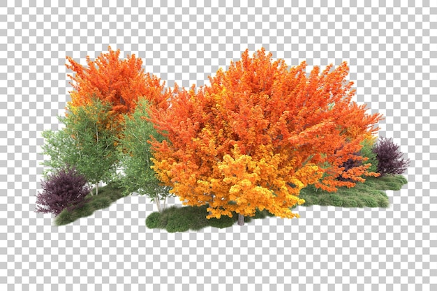 Grüne Landschaft isoliert auf durchsichtigem Hintergrund 3D-Rendering-Illustration