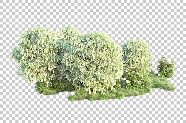 Grüne Landschaft isoliert auf durchsichtigem Hintergrund 3D-Rendering-Illustration