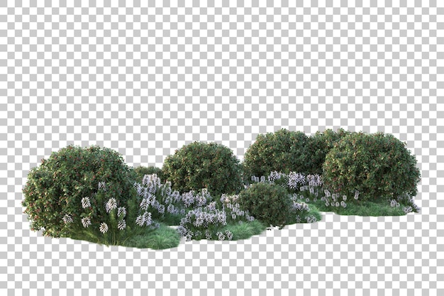 Grüne Landschaft isoliert auf durchsichtigem Hintergrund 3D-Rendering-Illustration