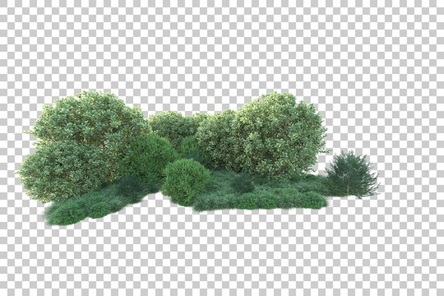 Grüne Landschaft isoliert auf transparentem Hintergrund, 3D-Darstellung