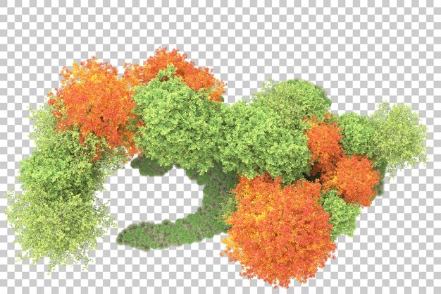 Grüne Landschaft isoliert auf transparentem Hintergrund, 3D-Darstellung