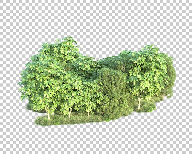 Grüne Landschaft isoliert auf transparentem Hintergrund, 3D-Darstellung
