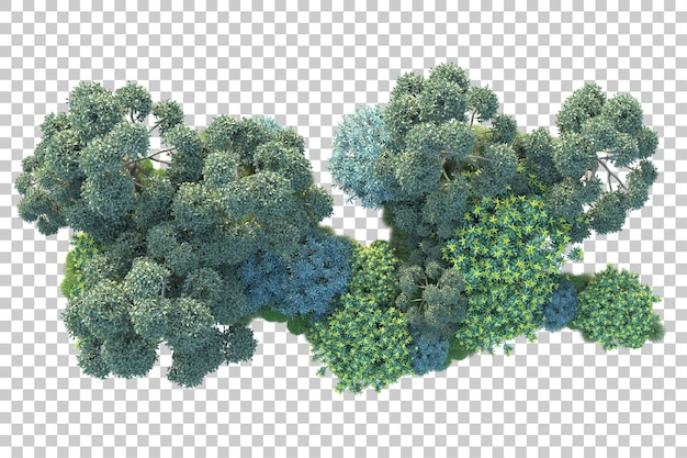 Grüne Landschaft isoliert auf transparentem Hintergrund, 3D-Darstellung